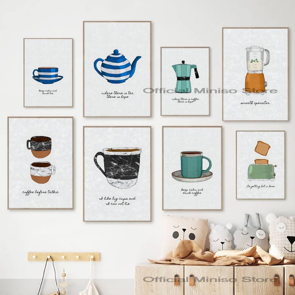 Wallpaper Coffee And Tea - Kaffee Tee Küchenutensilien Poster Teekanne Kaffeetasse