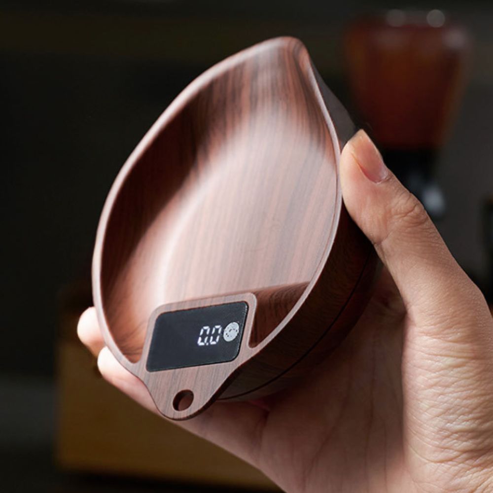 Coffee Tea And Bean Leaf - Digitale LED-Kaffeewaage mit Präzisions-Touch-Sensor, Rutschfester Basis