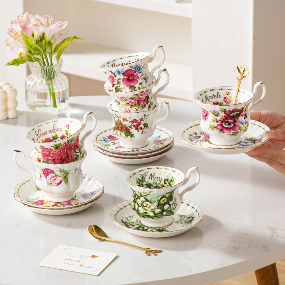 Valley Tea And Coffee - Vintage Blumenmuster Porzellan Kaffeetasse und Untertasse