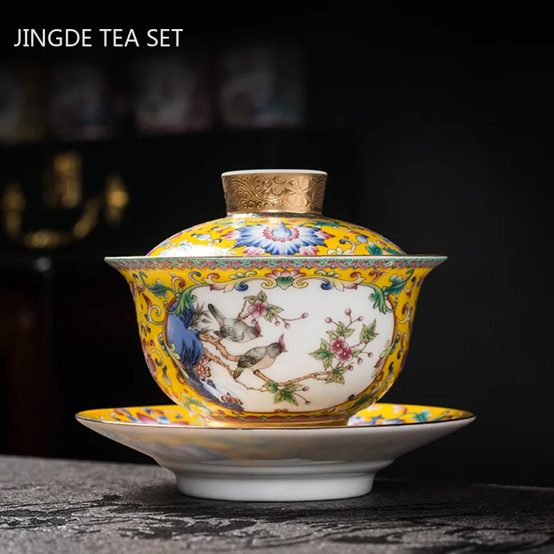 Coffee Tea Set Up - Jingdezhen Emaille Farbe Keramik Gaiwan Chinesisches