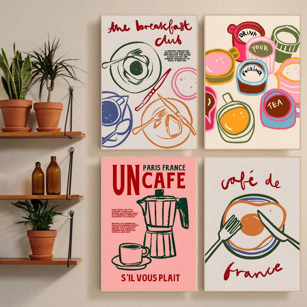 Wallpaper Coffee And Tea - Coffee Shop Nachmittagstee Croissant Bunte Kaffeetasse