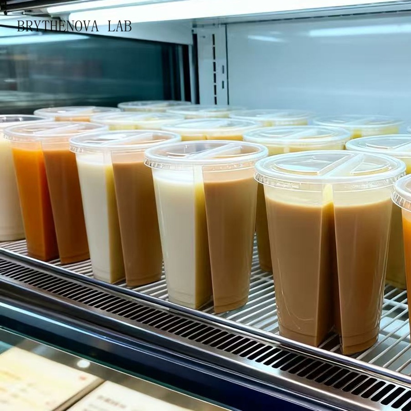 Coffee Tea Boba - 2-in-1 Einweg-Plastikbecher, transparenter Doppelkammer-Trinkbecher für Bubble