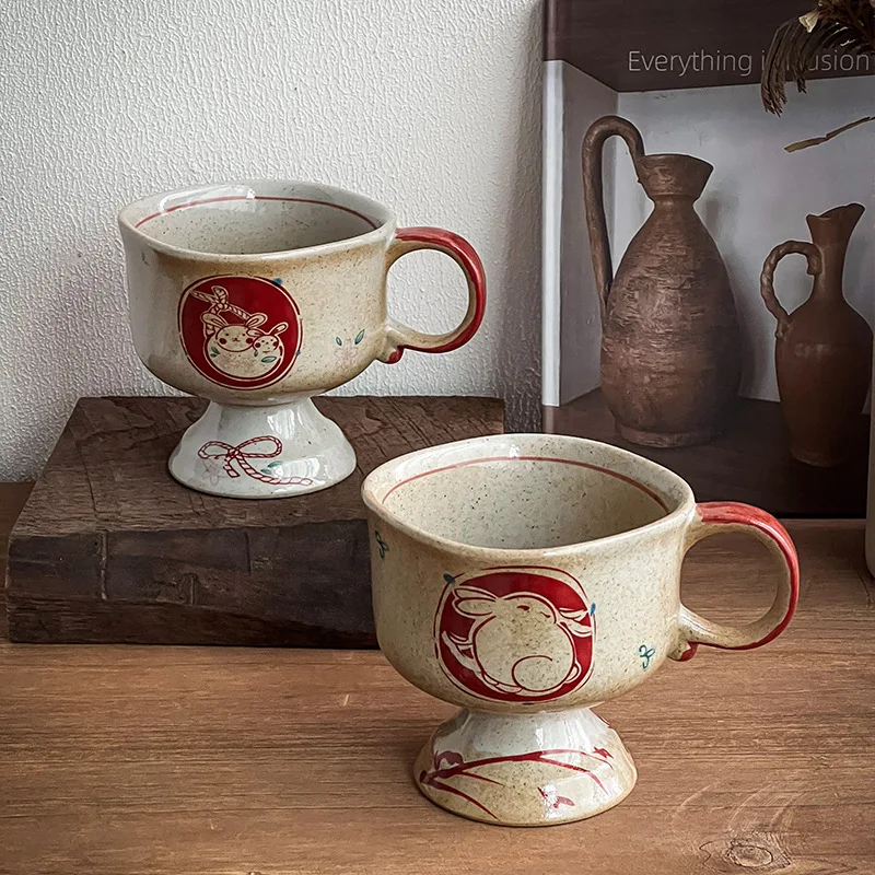 Coffee Tea & Company - Japanische Retro-Keramik-Kaffeetasse im Grobkeramik-Stil, Hochwertiger Mondhase
