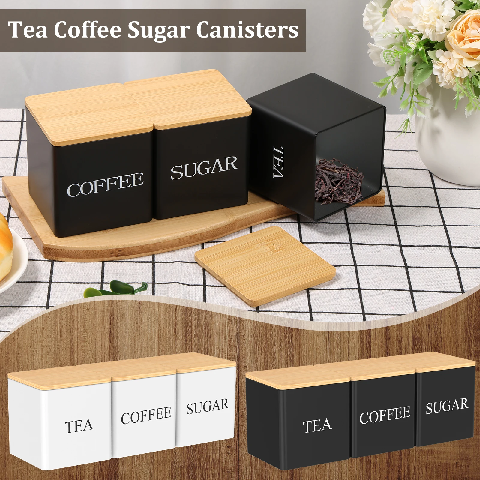 Coffee Tea Canister Set - 3-teiliges Set 500ml Tee-Zucker-Kaffee-Dosen Versiegelte Tee-Zucker-Kaffee-Behälter