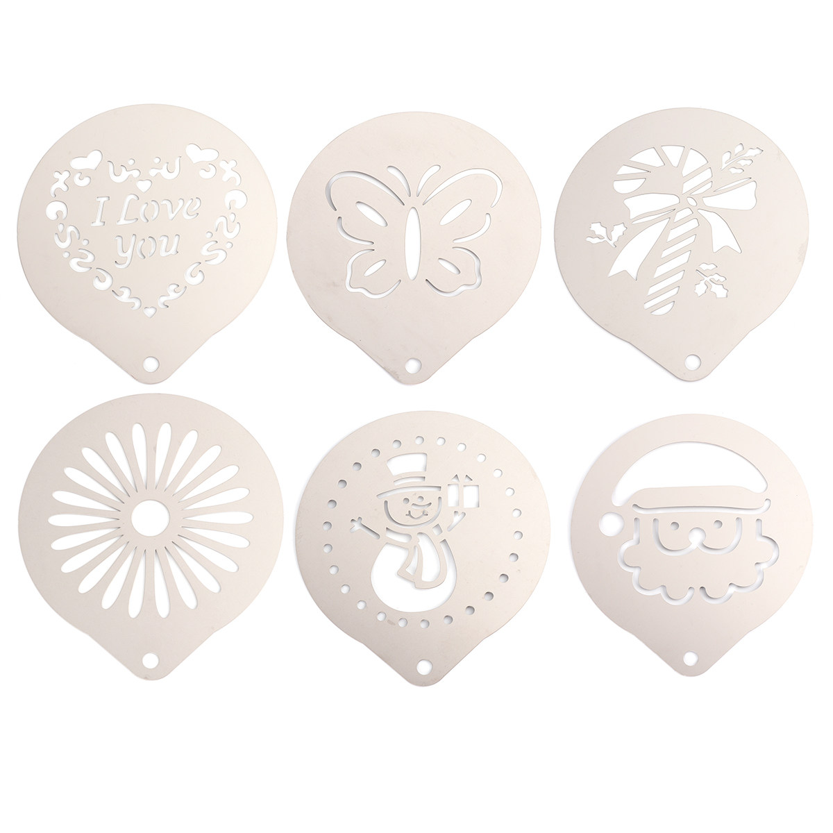 Coffee Stencil Art - 1 Set Kaffee-Schablonen aus Rostfreiem Stahl,