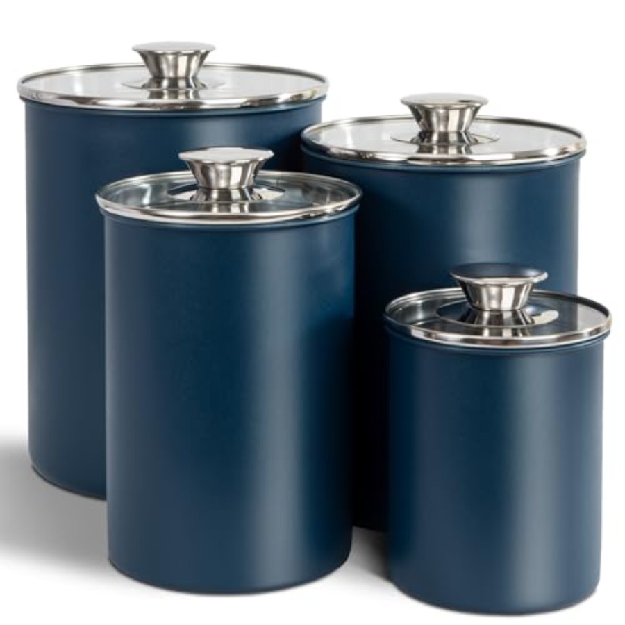 Coffee Tea Canister Set - Edelstahl-Lebensmittelbehälter-Set, 4-teilig, 16/49/85/132 oz, Luftdichte Behälter