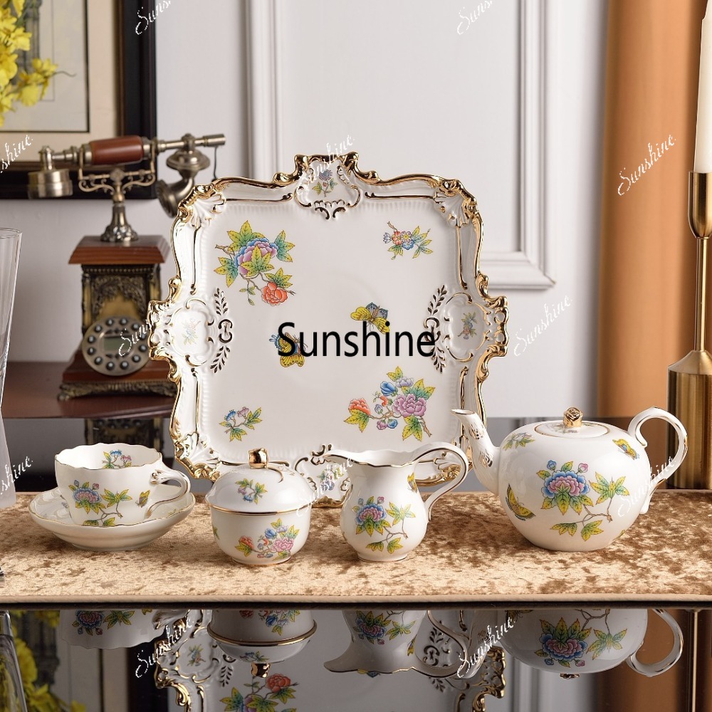 Coffee Tea Gardens - Ungarisches Blumengarten-Nachmittagstee-Set im Victoria-Stil mit Teekanne,