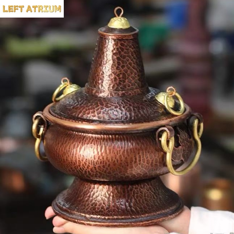 Coffee Tea And Bean Leaf - Multifunktionale Reine Kupfer-Vase Handgefertigt mit Blättermotiv