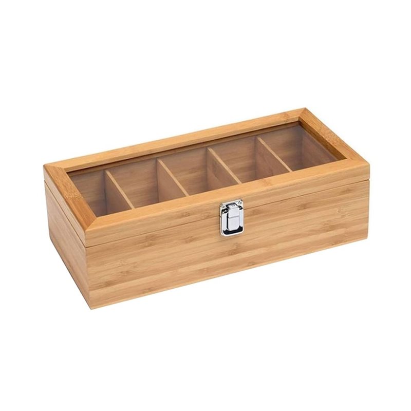 Coffee Tea Creamer - YANA50I Teebeutelhalter, 5-Fach Bambus-Teebox-Organizer mit Acrylglasdeckel,