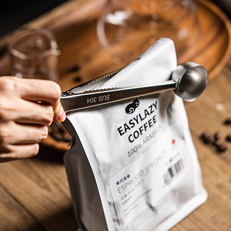 Coffee Tea And Bean Leaf - 2026 Neuer Edelstahl-Kaffeelöffel mit Clip, Multifunktionslöffel