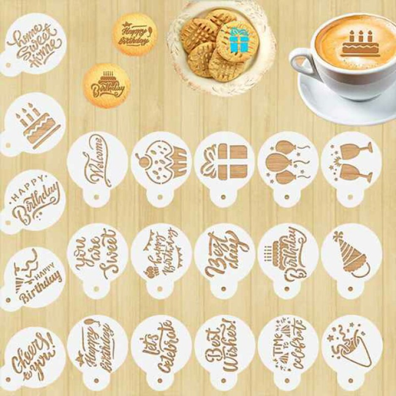 Coffee Stencil Art - Professionelles DIY-Latte-Art-Schablonen-Set für Kaffee, Cappuccino, Kuchen,