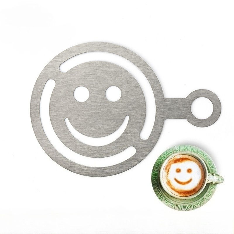 Coffee Stencil Art - Edelstahl-Latte-Art-Schablone, Brotstreupulver, Sprühblumenform, Kaffeehaus-Latte-Art-Werkzeugset