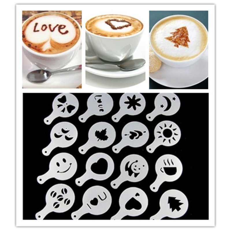 Coffee Stencil Art - 16 Stück Coffee Art Schablonen Barista