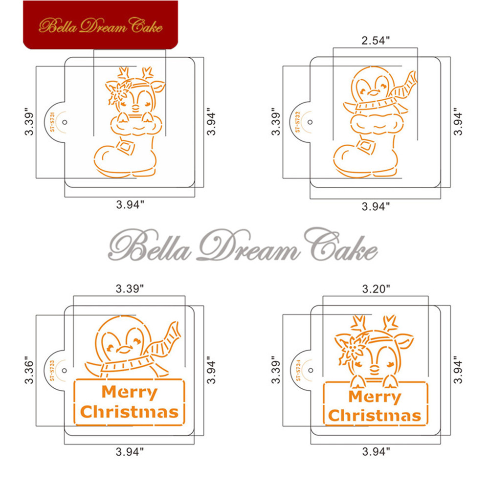 4 teile/satz Frohe Weihnachten – Coffee Stencil Art Bewertung und Preis