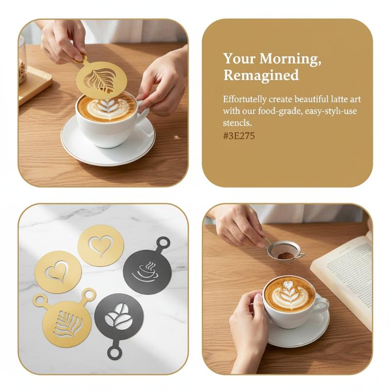 4-teiliges Edelstahl-Kaffee-Sc – Coffee Stencil Art Bewertung und Preis