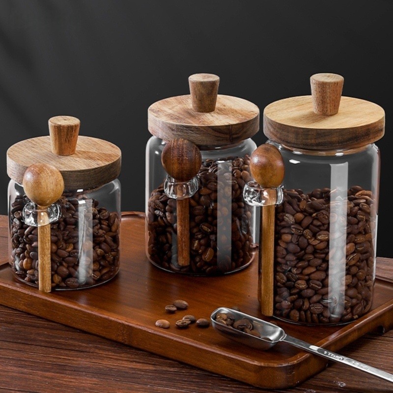 ABJI-Glasbehälter mit Holzdeck – Coffee Tea Canister Set Bewertung und Preis