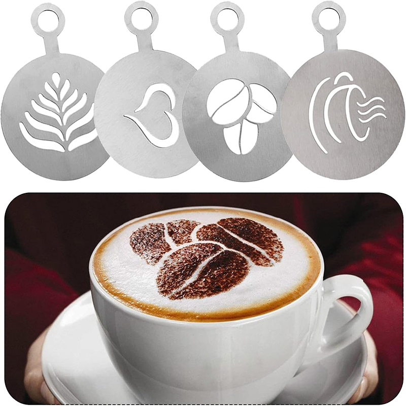 4-teiliges Edelstahl-Kaffeesch – Coffee Stencil Art Bewertung und Preis