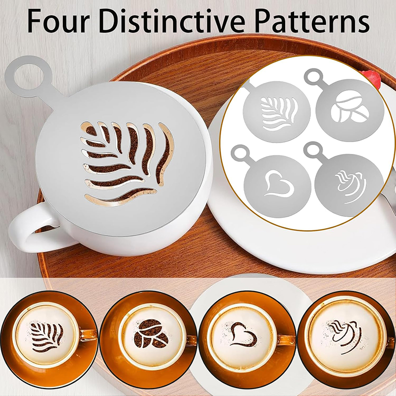 4-teiliges Edelstahl-Kaffeesch – Coffee Stencil Art Bewertung und Preis