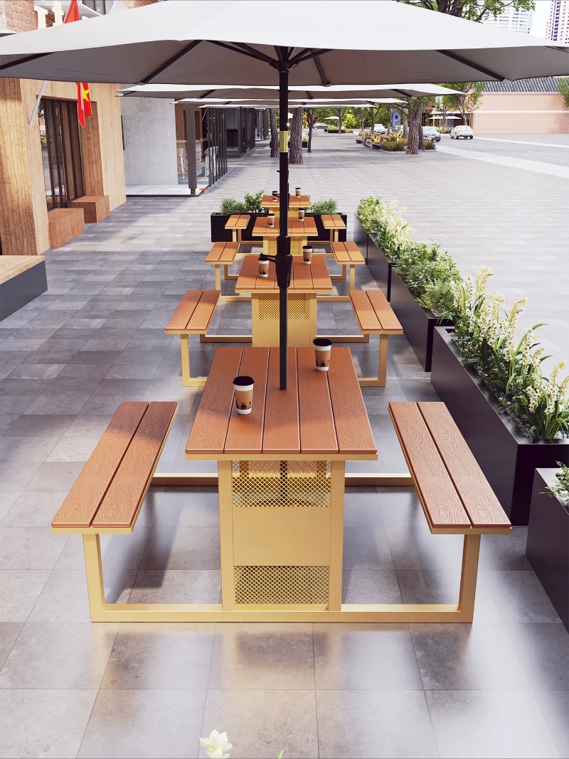 Stuhl mit Schirm-Set, im Freie – Coffee Tea Garden Bewertung und Preis