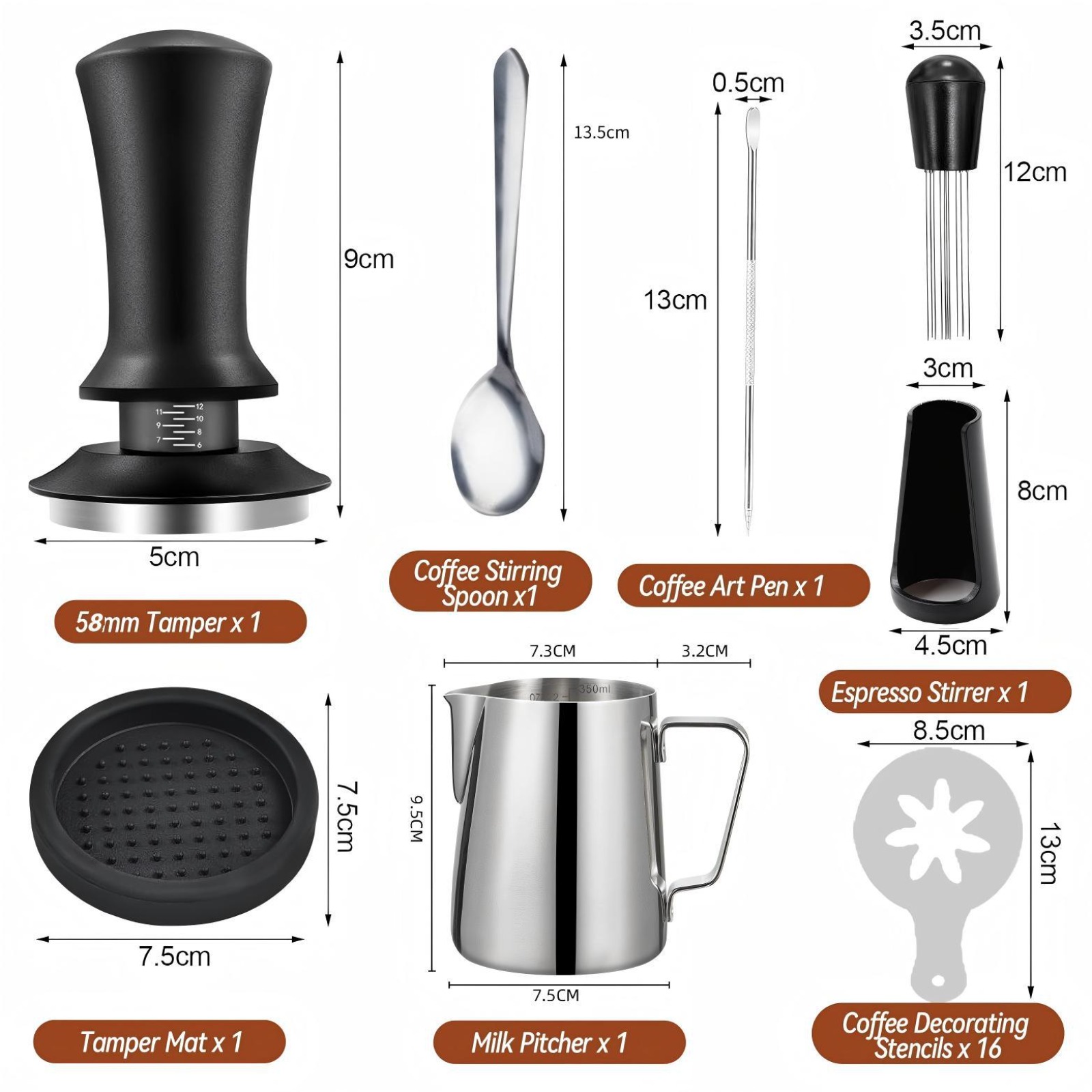 51mm Kaffee-Tamper-Set 22-teil – Coffee Stencil Art Bewertung und Preis