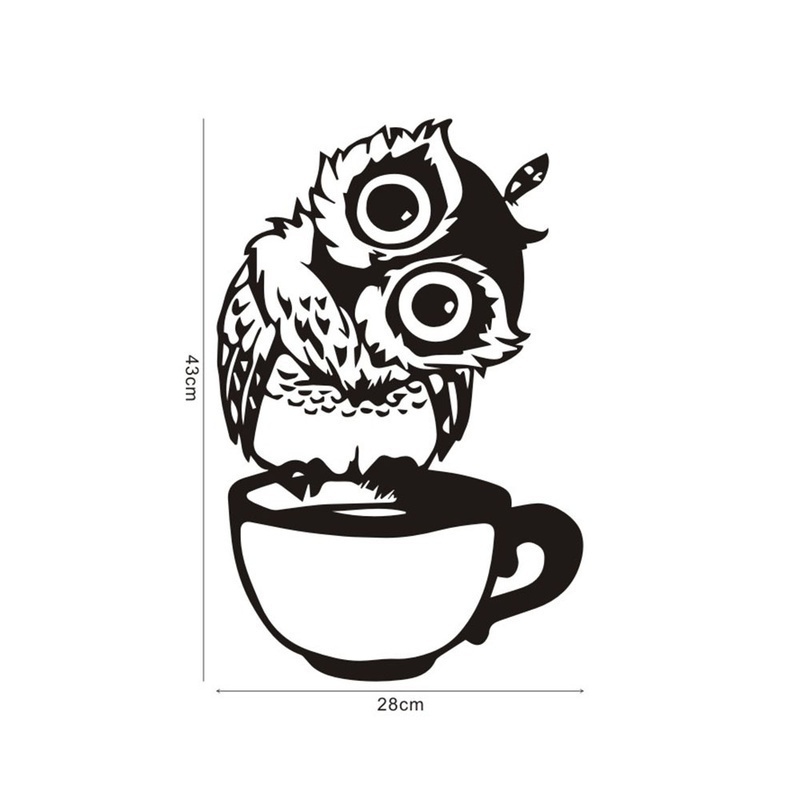 Lustiger Cartoon-Eulen-Aufkleb – Wallpaper Coffee And Tea Bewertung und Preis