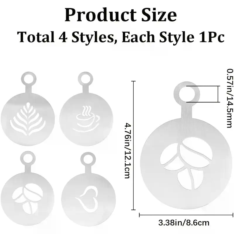 4-teiliges Set Edelstahl-Kaffe – Coffee Stencil Art Bewertung und Preis